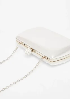 Quiz Silver Diamante Curve Box Bag