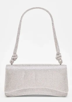 Quiz Silver Diamante Shoulder Bag
