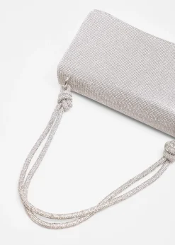Quiz Silver Diamante Shoulder Bag