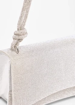 Quiz Silver Diamante Shoulder Bag
