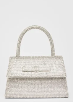 Quiz Silver Diamante Top Handle Bag