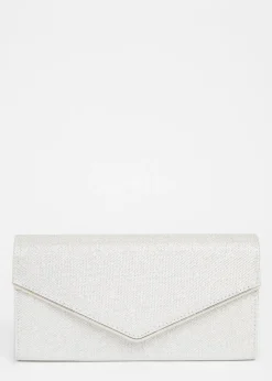 Quiz Silver Thin Clutch Bag