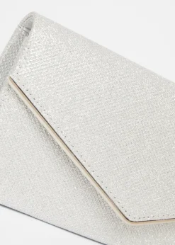 Quiz Silver Thin Clutch Bag
