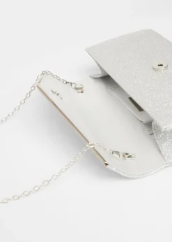 Quiz Silver Thin Clutch Bag