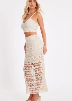 Quiz Stone Crochet Midaxi Skirt