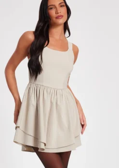 Quiz Stone Double Layered Skater Dress