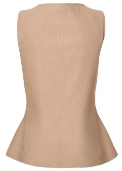 Quiz Stone Pinstripe Button Front Waistcoat