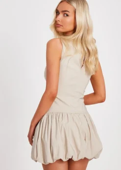 Quiz Stone Puff Ball Skater Dress