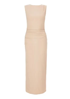 Quiz Stone Ribbed Midaxi Dress