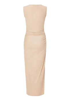 Quiz Stone Ribbed Midaxi Dress