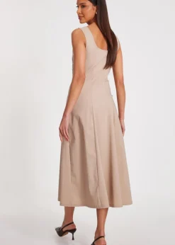 Quiz Stone Square Neck Midaxi Dress