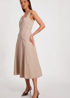 Quiz Stone Square Neck Midaxi Dress