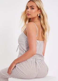 Quiz Stone Striped Tie Front Top