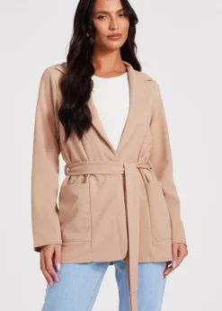 Quiz Stone Tie Waist Blazer