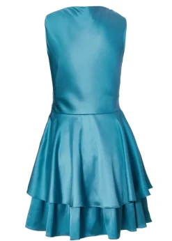 Quiz Teal Satin Frill Skater Dress