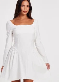 Quiz White Bow Back Skater Dress