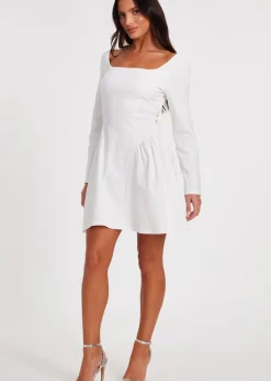 Quiz White Bow Back Skater Dress