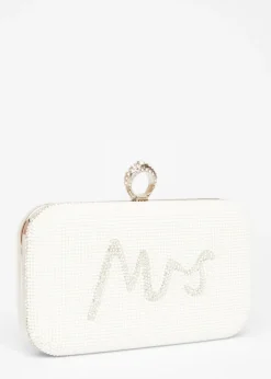 Quiz White Bridal Diamante Ring Box Bag