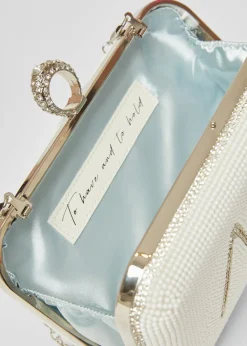 Quiz White Bridal Diamante Ring Box Bag