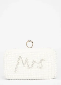 Quiz White Bridal Diamante Ring Box Bag