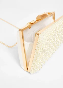 Quiz White Bridal Pearl Box Bag