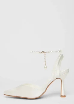 Quiz White Bridal Satin Court Heels