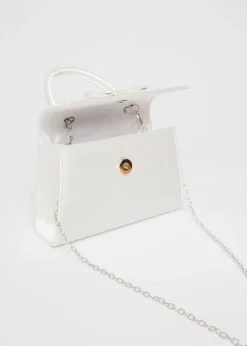 Quiz White Bridal Satin Top Handle Bag