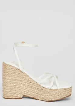 Quiz White Cross Strap High Wedges