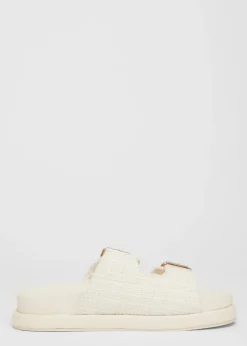 Quiz White Double Buckle Flat Sandals