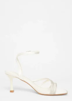Quiz White Embellished Heels