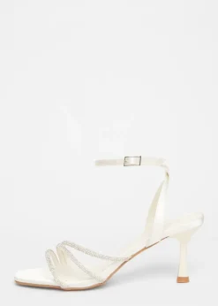 Quiz White Embellished Heels
