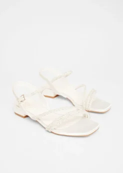 Quiz White Embellished Strappy Sandals