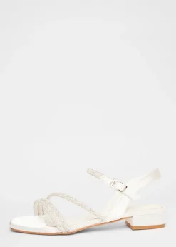 Quiz White Embellished Strappy Sandals