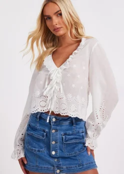Quiz White Embroidered Blouse