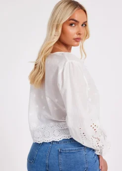 Quiz White Embroidered Blouse