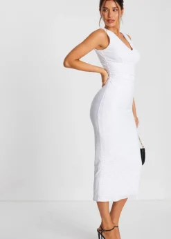 Quiz White Embroidered Bodycon Midaxi Dress