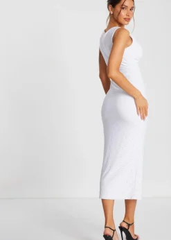 Quiz White Embroidered Bodycon Midaxi Dress