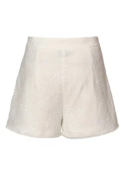 Quiz White Embroidered Shorts