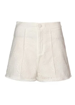 Quiz White Embroidered Shorts