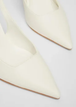 Quiz White Faux Leather Court Heels