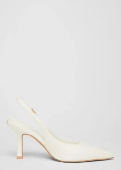 Quiz White Faux Leather Court Heels