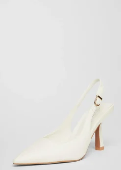 Quiz White Faux Leather Court Heels
