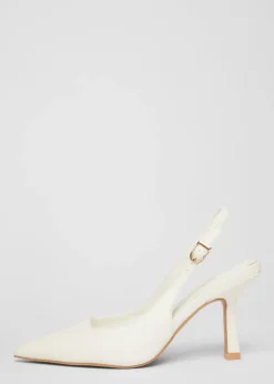 Quiz White Faux Leather Court Heels