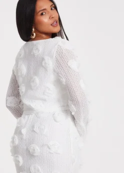 Quiz White Floral Cropped Jacket