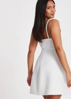 Quiz White Floral Trim Mini Dress