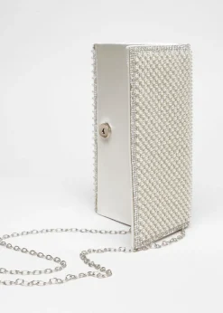 Quiz White Pearl Embellished Clutch Bag