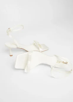 Quiz White Satin Bow Heels