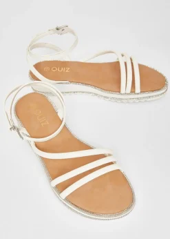 Quiz White Strappy Flat Sandals