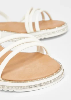 Quiz White Strappy Flat Sandals