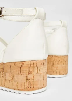 Quiz White Strappy Low Wedges